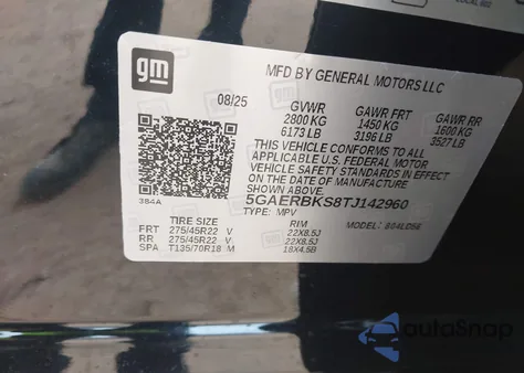 2026 Buick Enclave Sport Touring z USA, uszkodzony, nr VIN 5GAERBKS8TJ142960